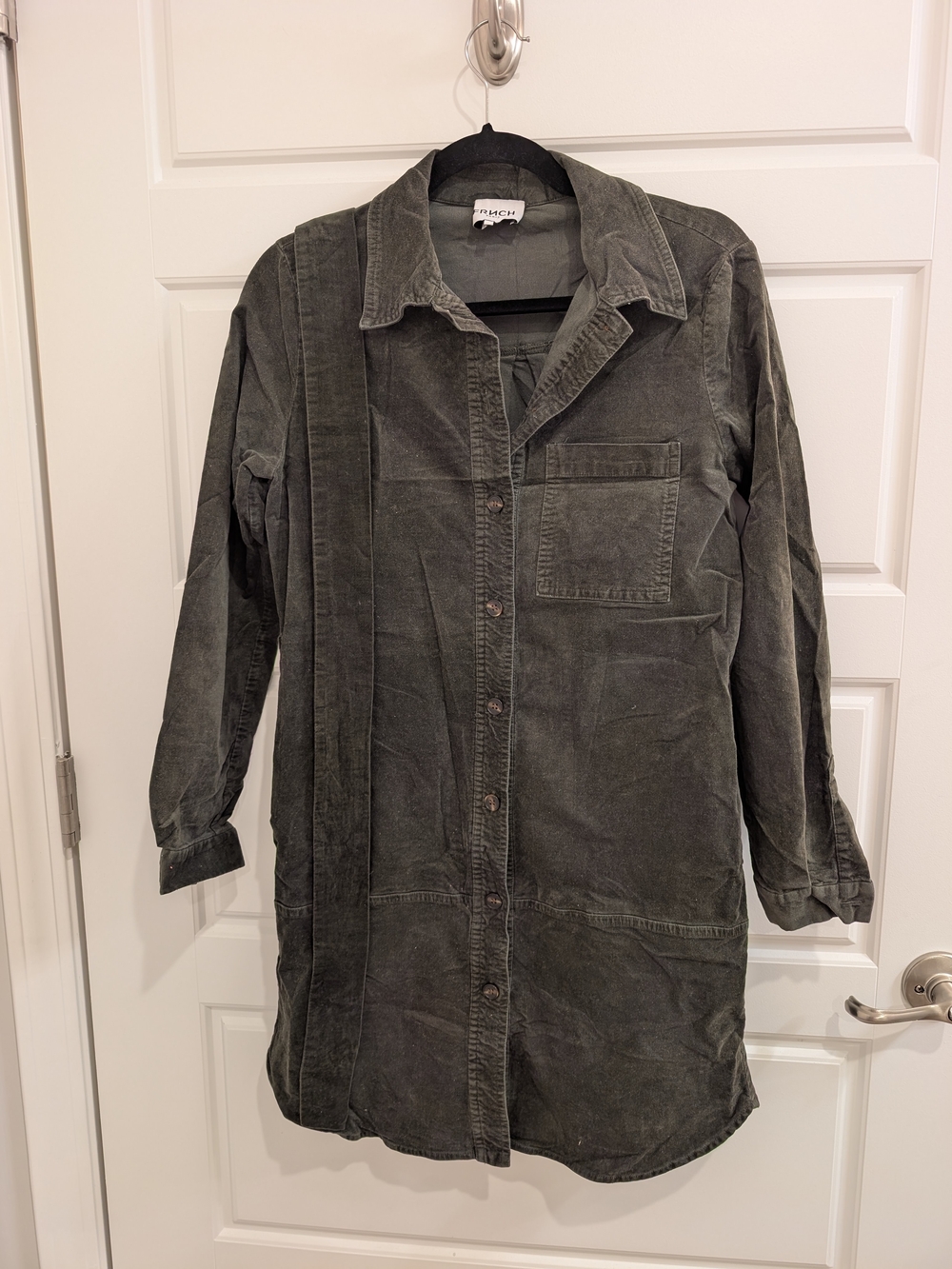 French Connection Olive Green Midi Shirt Dress, Size Small